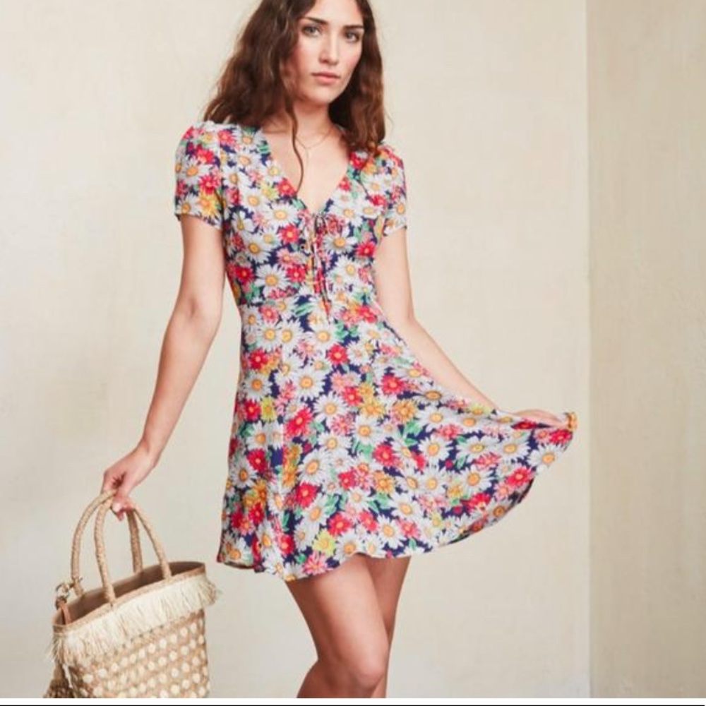 The Reformation Koa Lace up mini dress